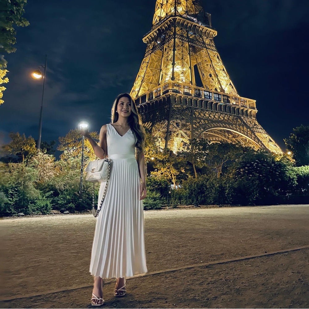 WHITE ZARA PLEATED MAXI SKIRT